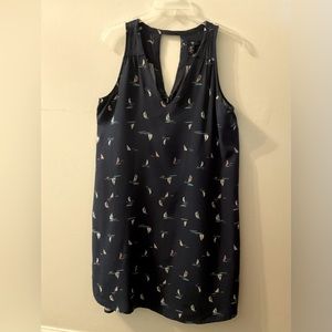 Gap - summer dress - Large- 100% rayon - navy - sailboat design fabric